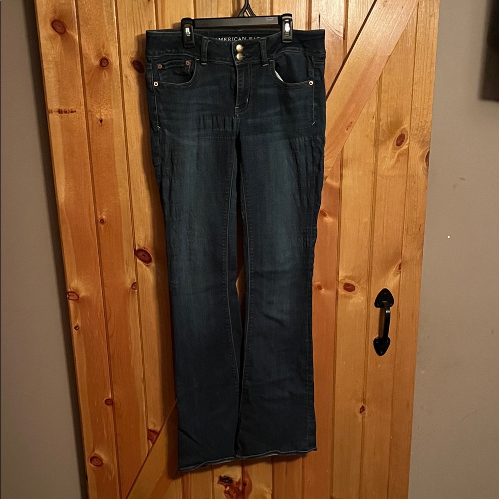 American Eagle Outfitters Women's Dark Blue Flare Jeans